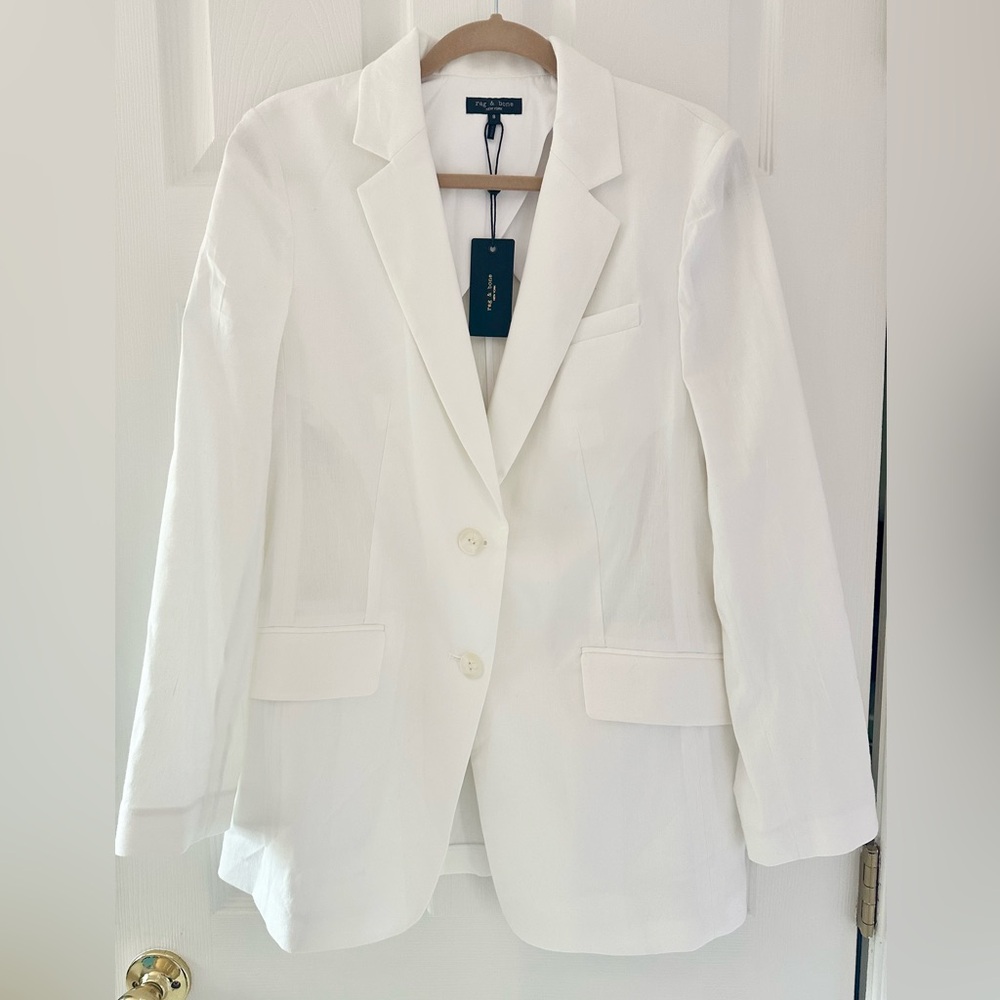 NWT Rag & Bone Charles White Linen Blazer Size 8